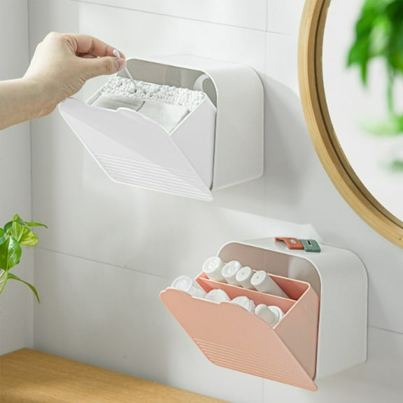 Vacemry Under $5 Wall Mounted Storage Box with Multiple Compartments, Bathroom Organizer for Sanitary Napkins, Adhesive Vanity Cabinet for Small Items, Space Saving Home Solution
