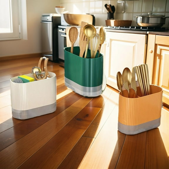 Vacemry Under $5 Wall Mounted Utensil Holder, Plastic Chopsticks Spoon Fork Storage Container, Kitchen Counter Organizer Basket for Dining Room, Efficient Space Management