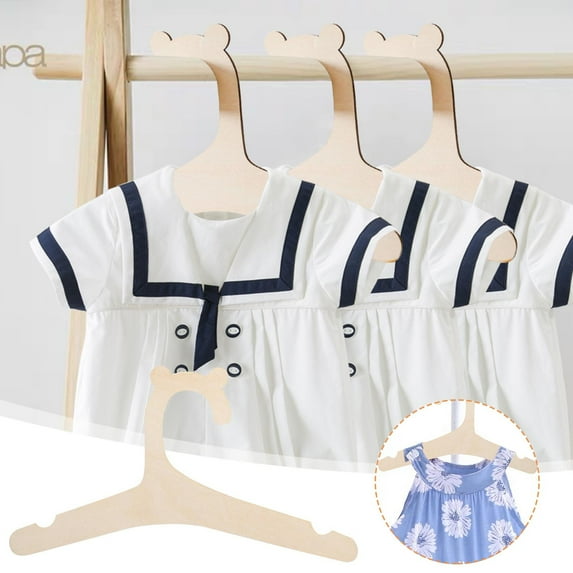 Vacemry Under $5 Wooden Childrens Clothes Hangers, 9-Inch Baby Garment Hangers, Kids Wardrobe Organizers, Non-Slip Infant Hangers, Display Hangers for Nursery