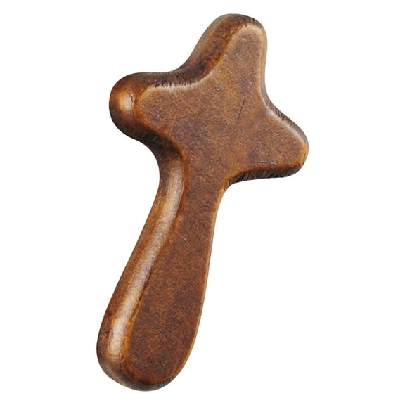Vacemry Under $5 Wooden Cross Ornament, Handheld Decorative Wood Carving, Religious Home Decor, Shelf Table Display, Spiritual Reminder, Gift for Faith Celebration