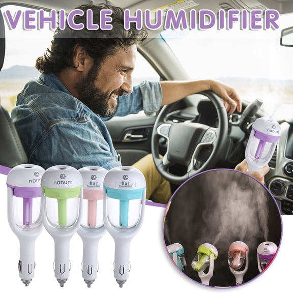 Vacemry 5Pcs Car Humidifier, Mini USB Car Humidifier with Essential Oil Diffuser, 7 Color LED Night Light, Quiet Mist Sprayer for Vehicle, Office Desk, Bedroom Air Moisturizing and Aromatherapy