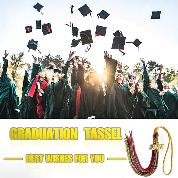 Vacemry 5Pcs Graduation Tassel, 2021 Graduation Tassel with Metal Pendant, Academic Cap Tassel for Ceremony Decoration, Polyester Fabric Durable and Soft, Multiple Colors Available