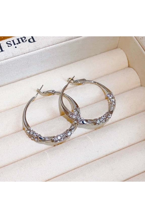5Pcs Zirconia Hoop Earrings,Sparkling Crystal Stud Earrings for Daily Wear, Hypoallergenic Metal Earrings for Gift, Elegant Jewelry for Party Work, Women's Earrings
