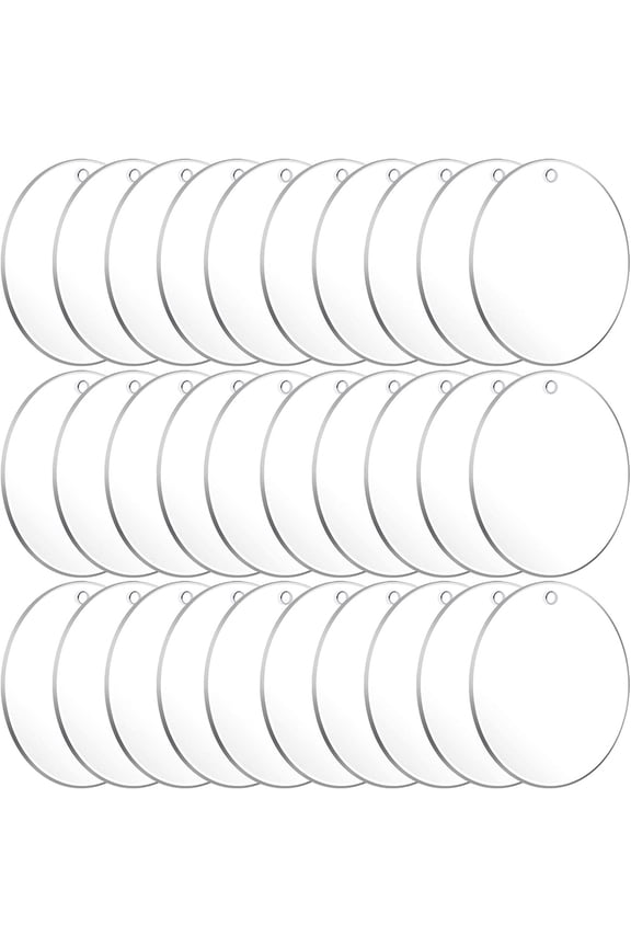 Acrylic Keychain Blanks, 30 Pack 3 Inches Clear Acrylic Keychain Blanks with Pre-Punched Hole, DIY Blank Tags for Crafts Wedding Christmas Ornaments Name Plates