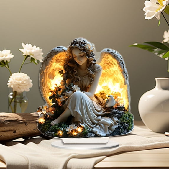 Vacemry Angel OrnamentDesktop Angel Figurine for Home Office Decor, Acrylic Art Piece for Tabletop Shelf Display, Decorative Accent for Living Room Bedroom, Gift Idea for Special Occasions
