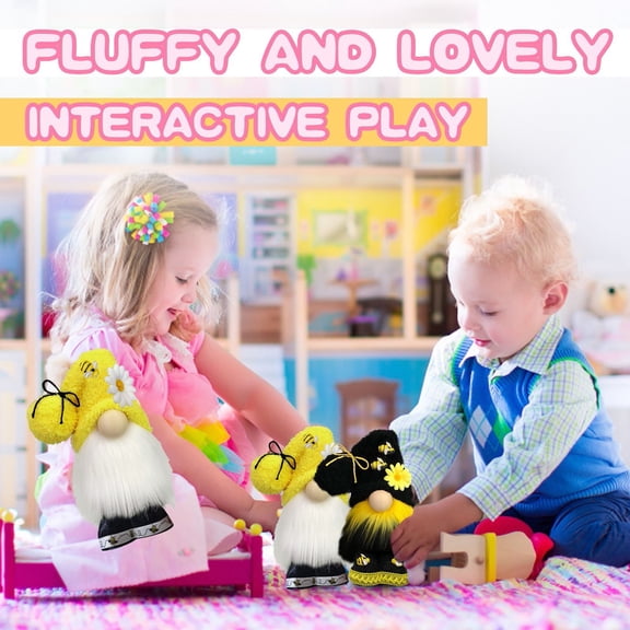 Vacemry Bumble Bee Gnome 2 Pack, Bumble Bee Striped Gnome Set of 2, Scandinavian Tomte Swedish Honey Bee Elf Dolls for Spring Home Decor, Bee Theme Tabletop Ornament