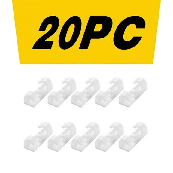 Vacemry Cable Management Clips, Wire Organizer for Desk Home Office, Cord Holder for Charger Power Cord Headphone Cable, White Plastic Self Adhesive Cord Clamp Set