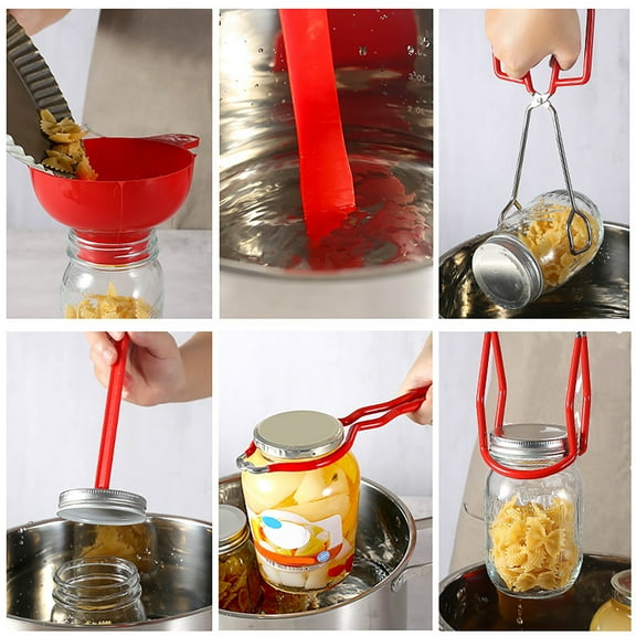 Vacemry Canning Tool Set, 6-Piece Kit with Jar Lifter, Magnetic Lid Wand, Funnel, and Bubble Popper, Essential for Home Preserving and Dehydrating Fruits and Vegetables