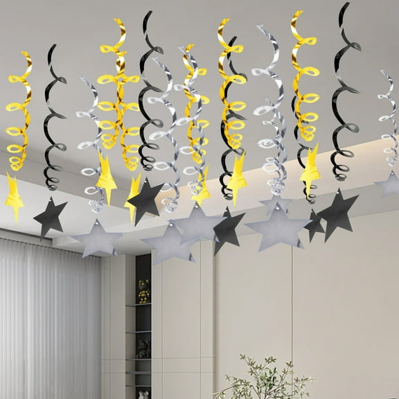Vacemry Ceiling Decoration, PVC Star Ceiling Decorations for Parties, Hanging Star Garland for Birthday Events, Holiday Ceiling Pull Down Decor, Event Scene Arrangement for Indoor Celebrations