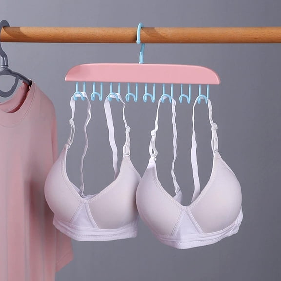 Vacemry Clothes Hanger Rack, 8-Hook Wave-Shaped Wall-Mounted Drying Rack for Underwear Tank Top Strapless Bra Socks Scarf, Space-Saving No-Mark Plastic Hooks for Home Dorm Bathroom Bedroom Closet