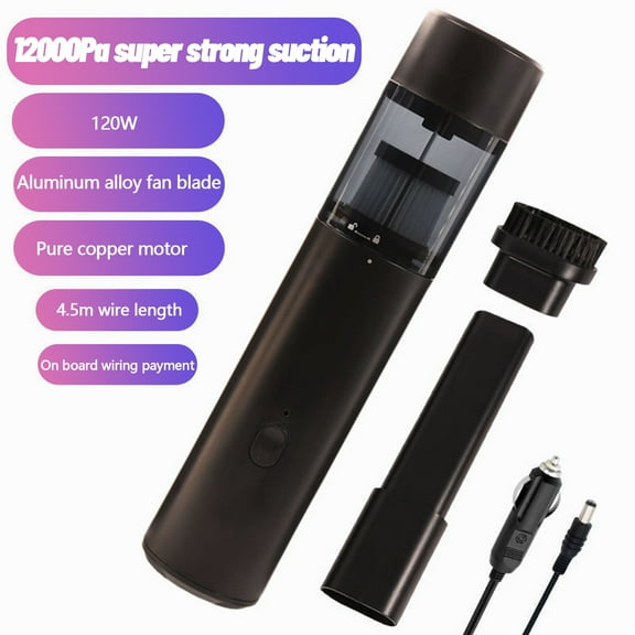 Vacemry Corded Car Vacuum Cleaner, Handheld Portable Vacuum with 14.76FT Cable, High Suction 120W Motor for Car Interior Cleaning, Includes Brush Nozzle and Flat Suction Tube, Washable Filter