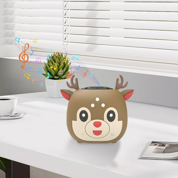 Vacemry Cute Deer SpeakerCute Deer Bluetooth Speaker, Mini Portable Wireless Speaker with Card Slot and LED Lights, Gift Idea for Kids Teens Home Desk Decor