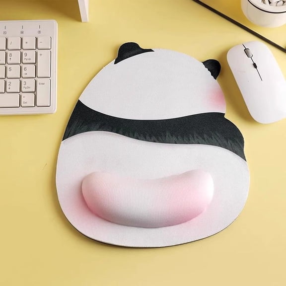 Vacemry Cute Wrist Guard Mouse PadPanda Memory Foam Wrist Rest Mouse Pad, Ergonomic Support for Computer Office Keyboard, Non-Slip Rubber Base, Waterproof and Easy to Clean, Home Office Use