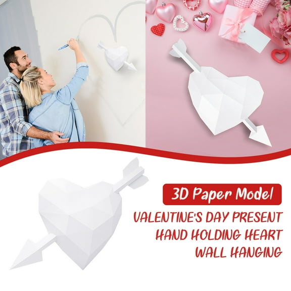 Vacemry DIY Paper Model, 3D DIY Paper Model Wall Decoration, Geometric Heart Arrow Wall Hanging Art, Manual Assembly Craft Kit for Home Decor, Creative Gift for Valentine's Anniversary