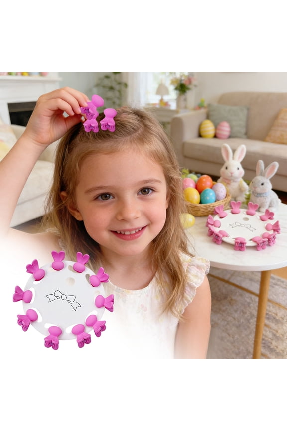 10Pcs Easter Hair Clip! Vacemry Easter Style Headpiece, Mini Hair Claw Clips with Heart and Bunny Motifs, 10 Pack Spring Hair Accessories for Girls and Women