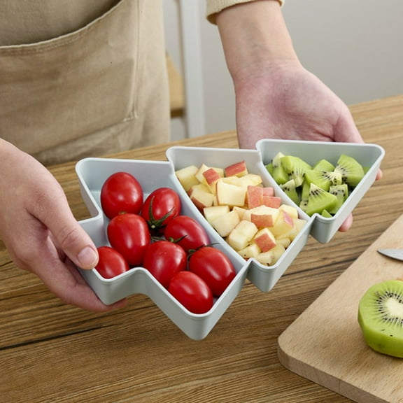 Vacemry Fruit Snack Dish, Plastic Multi-Compartment Snack Tray for Nuts, Candy, Fruits, Party Serving Tray with Sections, Reusable Snack Bowl for Chips, Popcorn, Appetizers