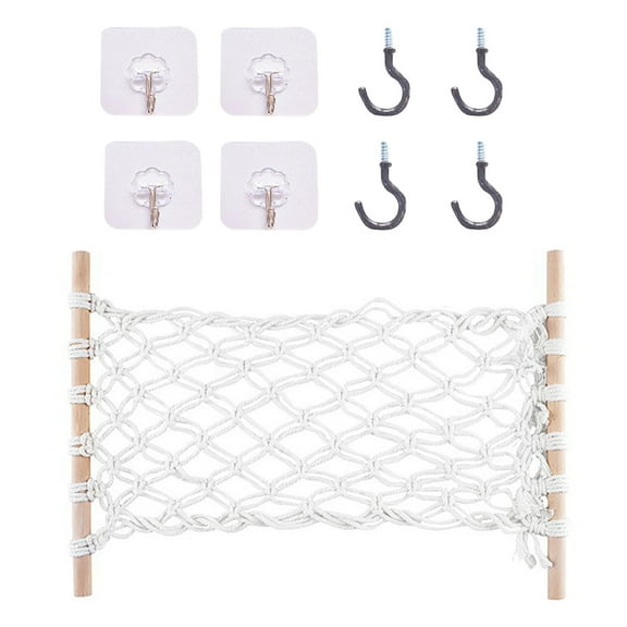 Vacemry Hand Woven Cotton Rope Net Pocket for Kitchen, Under Cabinet Storage for Fruits, Vegetables, Saves Counter Space, Boho Style Decor, Provides Air Circulation, Keeps Produce Fresh, Easy to