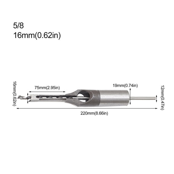 Vacemry Hollow Chisel Mortiser, High Carbon Steel Square Hole Drill Bit for Woodworking, Mortise and Tenon Joints, Compatible with Drill Press, Durable for Construction and DIY Projects