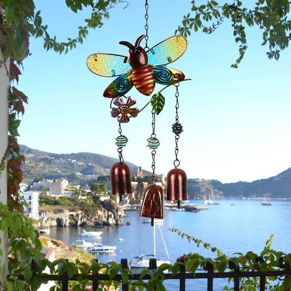 Vacemry Hummingbird Wind Chime, Metal Hummingbird Wind Chime with Glass, Garden Wind Chime for Outdoor Decor, Colorful Wind Chime for Patio Porch, Melodic Wind Chime for Yard