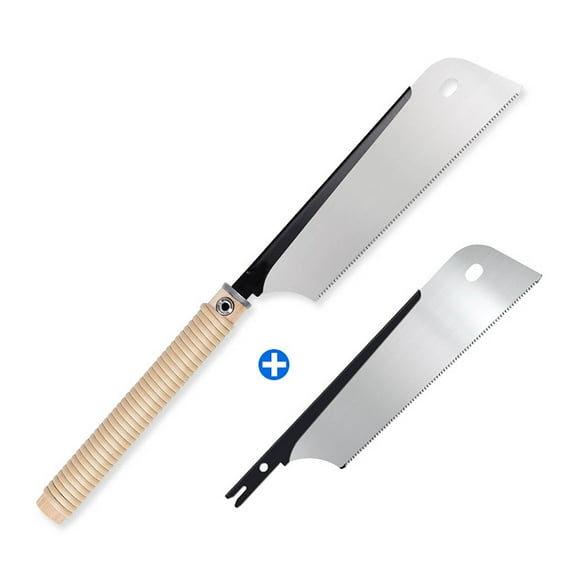 Vacemry Japanese Pull SawDouble Edged Japanese Pull Saw with Replaceable Blade, SK5 High Carbon Steel Hand Saw for Woodworking, 2-in-1 Rip and Cross Cut Tool, Gift for DIY Woodworkers
