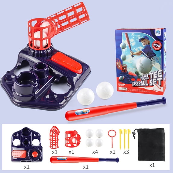 Vacemry Kids Baseball Pitching Machine, Adjustable Batting Trainer for Outdoor Sports, Improves Hand-Eye Coordination, Durable Plastic, Fun and Active Toy for Children