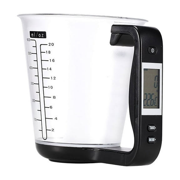 Vacemry Kitchen Measuring Cup Scale, Multifunctional Electronic Gram Scale with LCD Display, Clear and Peel Function for Ingredients, Measures in g ml cup oz lb, Compact Design Easy Storage