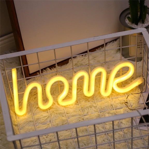Vacemry LED Neon Sign Light, Wall Mount or Standing Decorative Lamp, Customizable Word Options, Battery or USB Powered, Warm White Bulbs for Soft Glow, Perfect for Party Bedroom Bar