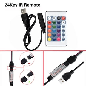 Vacemry LED Remote Controller, 24 Key IR RF Remote Controller for RGB USB LED Strip Lights, Wireless Controller for 3528 5050 LED Lamps, Multi Color Selection Remote for DIY Lighting System,