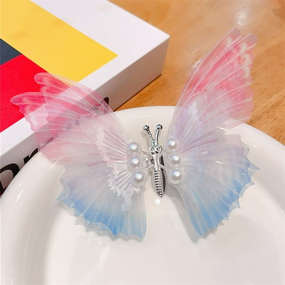 Vacemry Large Moving Hair Clip, Gradual Color Wing Butterfly Clip with Motion, Big Statement Hair Accessory for Women and Girls, Perfect for Photos and Events