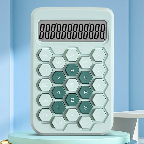 Vacemry Large Screen Calculator, Teen Calculator, 12-Digit Large Screen with Long Battery Life, Portable Compact Design for Study Office Home Use, Green Streamlined Calculator