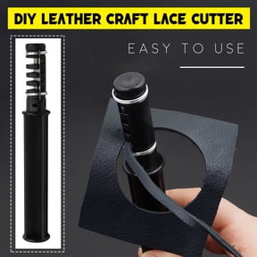 Vacemry Leather Lace Cutter, DIY Leather Lacing Cord Maker Strip Cutter Tool with 3 Blades, Handheld Swivel Tool for Crafting Braids Strings from Scrap Leather, Easy Replacement Blades