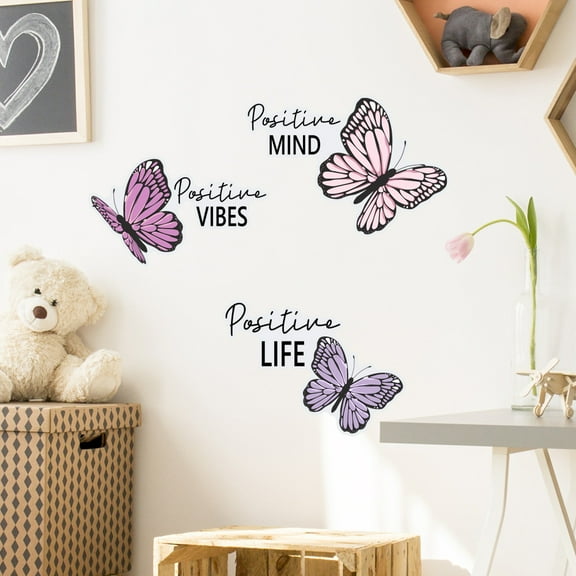 Vacemry Luminous Wall StickersGlow inDark Removable Wall Decals, Butterfly Flower Stickers for Living Room Bedroom, Self-Adhesive PVC Decoration, Easy to Apply, Colorful Inspirational Quote