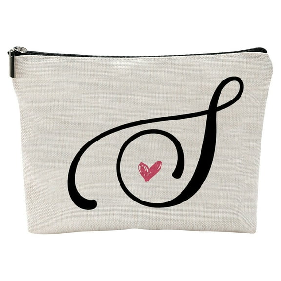 Vacemry Makeup Bag, Personalized Makeup Bag with Letter Design, Cosmetic Pouch for Travel and Gym, Waterproof Toiletry Bag for Women, Durable Makeup Case for Organization