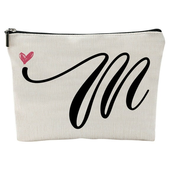 Vacemry Makeup Bag, Personalized Makeup Bag with Letter Design, Cosmetic Pouch for Travel and Gym, Waterproof Toiletry Bag for Women, Durable Makeup Case for Organization