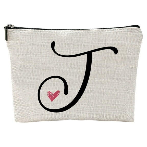 Vacemry Makeup Bag, Personalized Makeup Bag with Letter Design, Cosmetic Pouch for Travel and Gym, Waterproof Toiletry Bag for Women, Durable Makeup Case for Organization