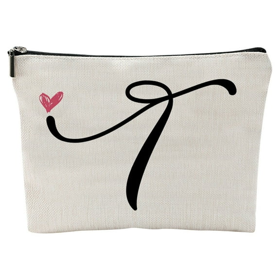 Vacemry Makeup Bag, Personalized Makeup Bag with Letter Design, Cosmetic Pouch for Travel and Gym, Waterproof Toiletry Bag for Women, Durable Makeup Case for Organization