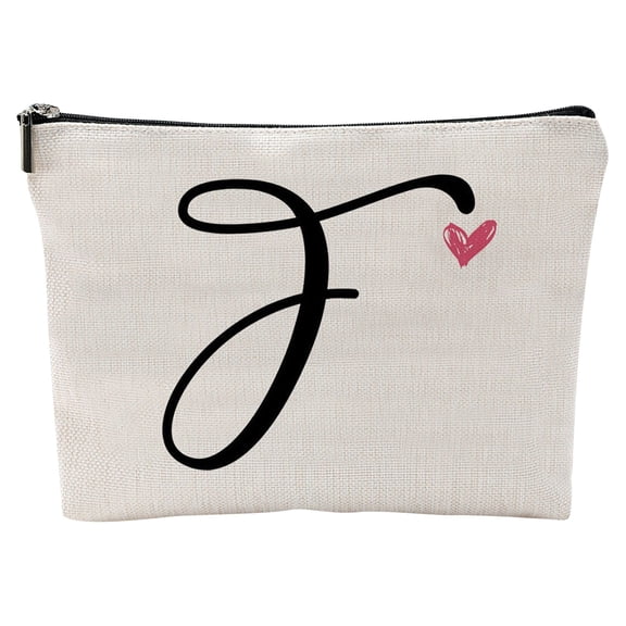 Vacemry Makeup Bag, Personalized Makeup Bag with Letter Design, Cosmetic Pouch for Travel and Gym, Waterproof Toiletry Bag for Women, Durable Makeup Case for Organization