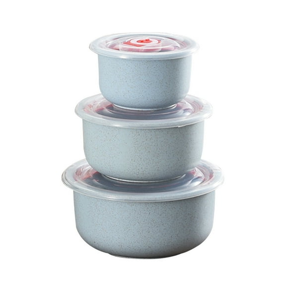 Vacemry Microwaveable Lunch Box, Wheat Straw BPA Free Food Storage Containers with Lids, Set of Three Round Lunch Boxes, Microwave Safe and Leakproof, Perfect for Meal Prep