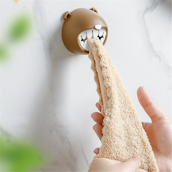 Vacemry Non-Perforated Towel Rack, Adhesive Dish Towel Holder for Kitchen, No Drill Rag Rack for Sink and Counter, Plastic Towel Organizer for Bathroom, Space Saving Towel Bar for Small Spaces