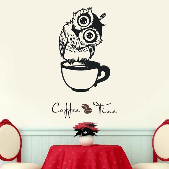 Vacemry Owl Wall DecalCute Owl Wall Decal Sticker, Removable PVC Creative Window Wall Art for Home Office Bedroom Living Room Decor, Easy Peel and Stick