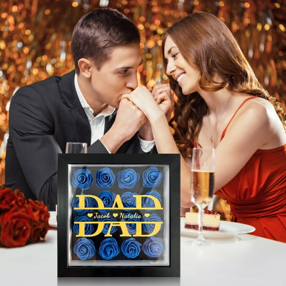 Vacemry Personalized Flower Box, Custom Rose Shadow Display, Preserved Flower Picture Frame, Heartfelt Birthday Gift for Mother and Grandmother, Home Decor Keepsake