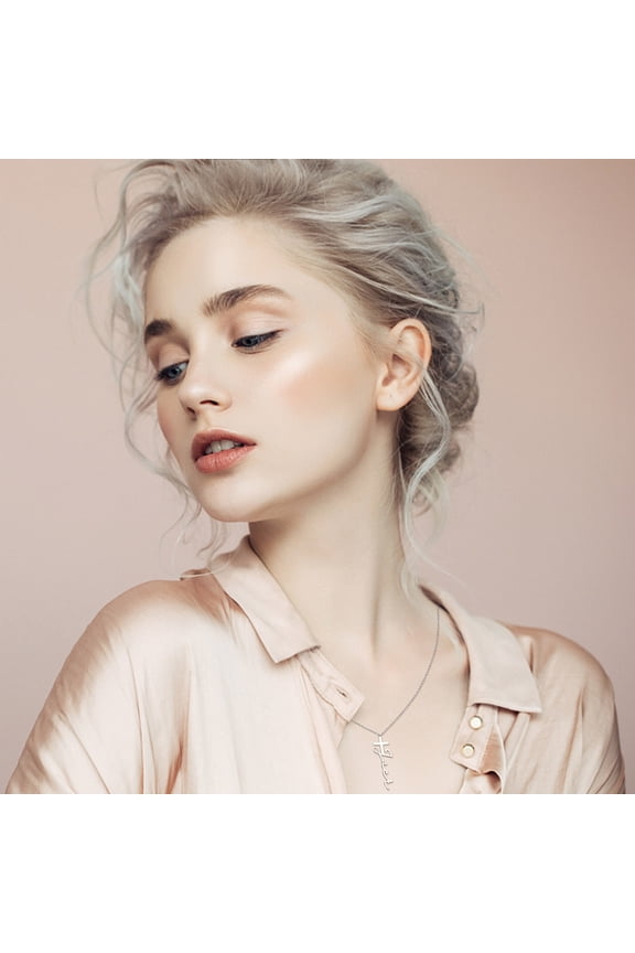 Personalized Name Necklace, Custom Stainless Steel Name Necklace, DIY Personalized Accessory Gift with Engraving, Cross Pendant Necklace for Women Men