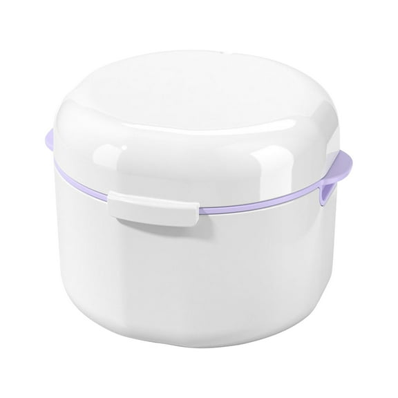 Vacemry Portable Denture Case, Double Layer Braces Storage Box with Drainage Holes, Travel Denture Case for Retainers and Aligners, Waterproof Dental Storage Container