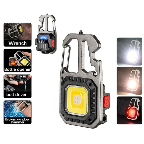 Vacemry Portable LED Flashlight Keychain, Mini Strong Metal Keyring Light with Bottle Opener and Type-C Charging for Emergency Camping Hiking Fishing Car Home Outdoor Indoor Use