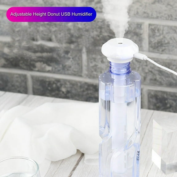 Vacemry Portable USB Humidifier, Mini USB Humidifier for Water Bottle and Glass, Ultrasonic Mist Maker for Home Office Car, Personal Humidifier for Dry Air, Quiet Humidifier with Adjustable Mist