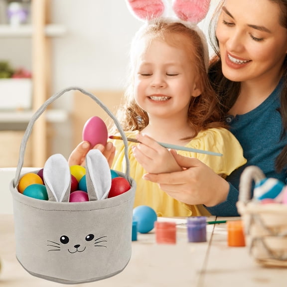 Vacemry Present Your Easter Gifts in Luxury with This Elegant Velvet Fabric Storage Basket. Featuring Cute Bunny Ears, It's the Perfect Size for Holding Candy, Eggs, and Small Presents. Soft and