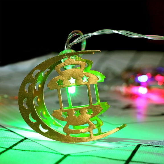 Vacemry Ramadan LED String Lights, Golden Lantern Fairy Lights for Eid Decorations, Battery Operated Ramadan Lights for Home, Islamic Festival Decoration with Warm White Glow