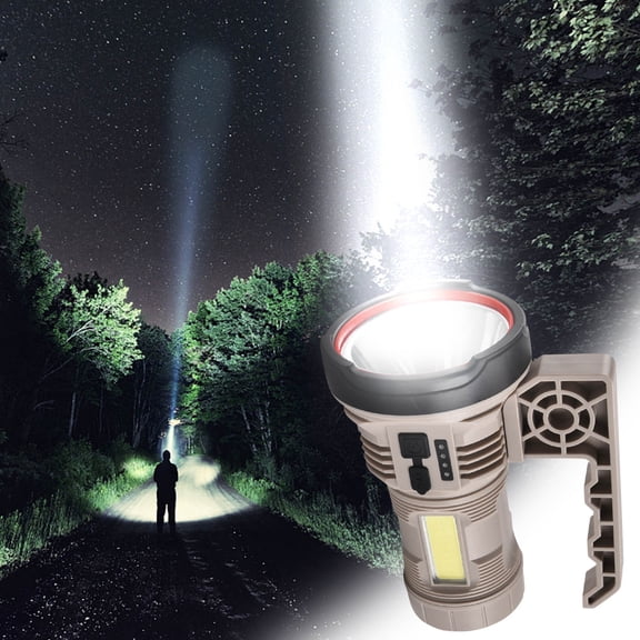 Vacemry Rechargeable Flashlight, LED Strong Light Torch with Side Light and Red Flashing Modes, USB Charging, Waterproof, for Outdoor, Camping, Emergency, Home, Car, Durable Aluminum