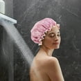 thumbnail image 1 of Vacemry Shower Cap, Double Layer Waterproof Shower Cap for Women, Extra Large Elastic Band, No Leak, Hair Protection for Bath, Spa, Swimming, Colorful, Pack of 2, Reusable, Easy to Clean, 1 of 7