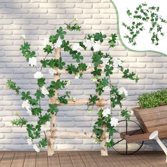 Vacemry Simulation Rose Vines, Artificial Flower Garland in Plastic Rattan, Realistic Fake Greenery for Wall Decor Window Cover Up Room Divider Bedroom Living Room Home Decor